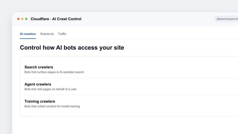 Раздел управления доступом AI-ботов в панели Cloudflare